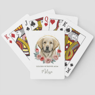 Personalised Golden Retriever Florals Dog Mum Playing Cards