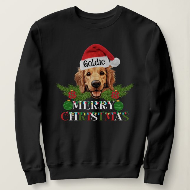 Personalised Golden Retriever Merry Christmas Sweatshirt (Design Front)