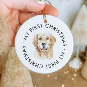 Personalised Golden Retriever My First Christmas Ceramic Ornament