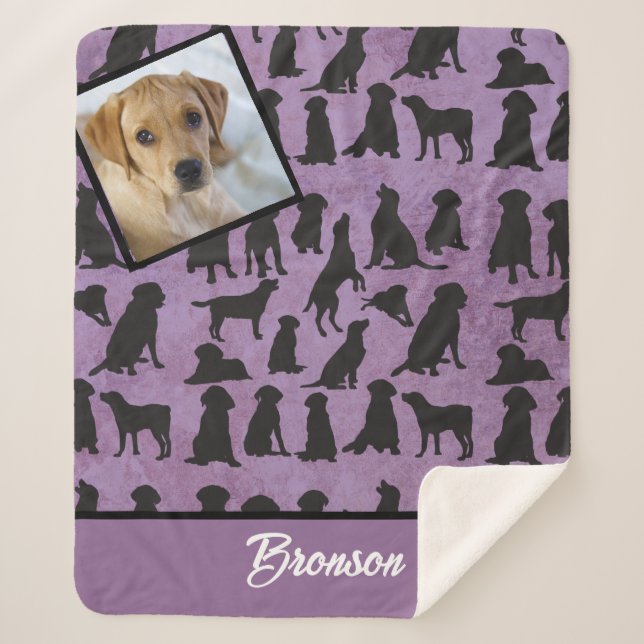 Personalised Golden Retriever pattern Sherpa Blanket (Front)