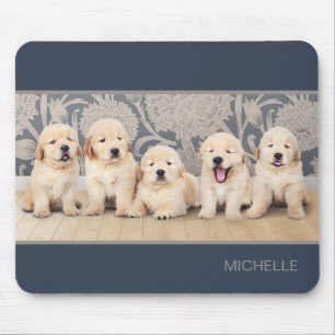 Personalised Golden Retriever Puppies Name Mouse Pad