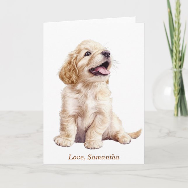 Personalised Golden Retriever Puppy Card (Front)