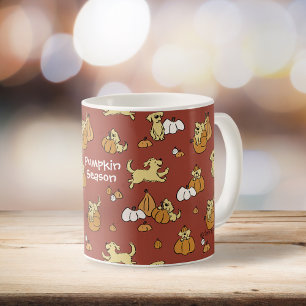 Personalised Golden Retriever Puppy Pumpkin Season Coffee Mug