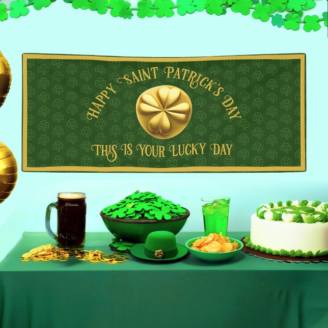 Personalised Golden Shamrock St. Patrick's Day Banner (Creator Uploaded)