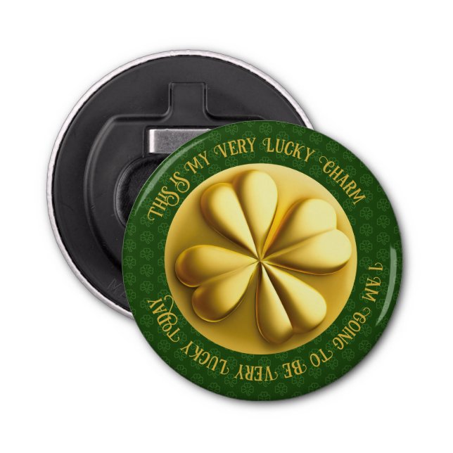 Personalised Golden Shamrock St. Patrick's Day Bottle Opener (Front)