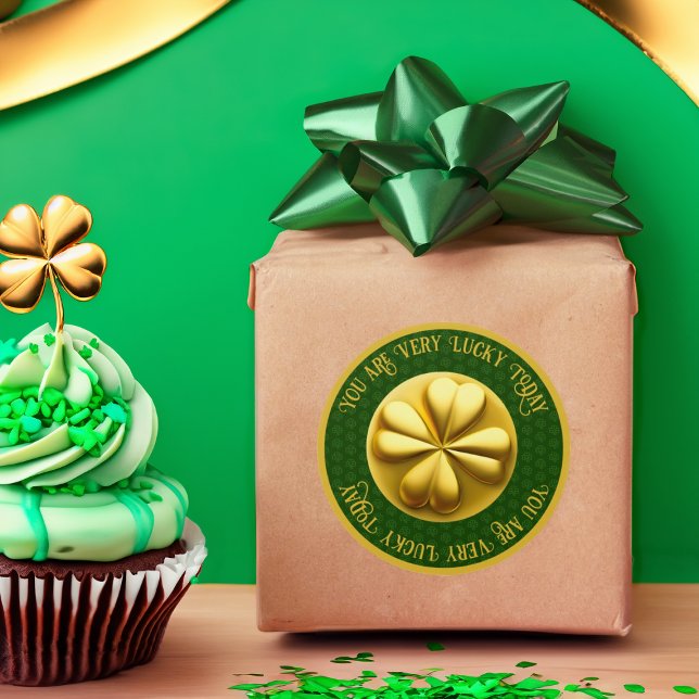 Personalised Golden Shamrock St. Patrick's Day Classic Round Sticker (Creator Uploaded)