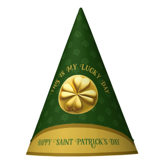 Personalised Golden Shamrock St. Patrick's Day Party Hat (Front)