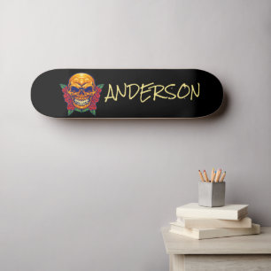 Personalised Golden Skull Skateboard