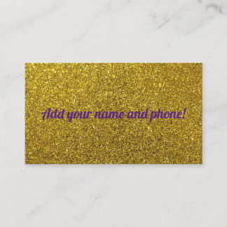 Personalised golden sparkling glitter business card