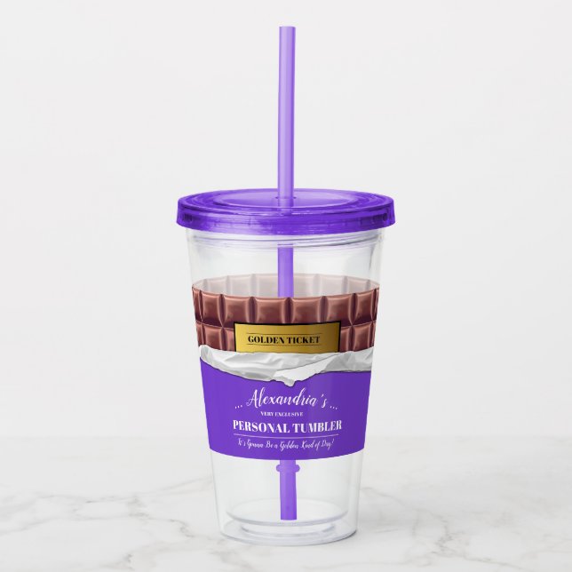 Personalised Golden Ticket Chocolate Bar Acrylic Tumbler (Front)