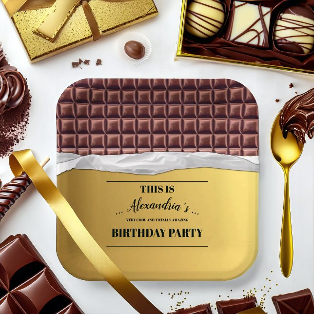 Personalised Golden Ticket Chocolate Bar Party Paper Plate (Creator Uploaded)