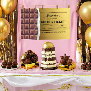 Personalised Golden Ticket Chocolate Party Banner