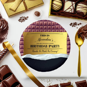 Personalised Golden Ticket Chocolate Party Paper Plate