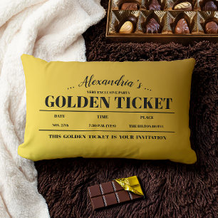 Personalised Golden Ticket Lumbar Cushion