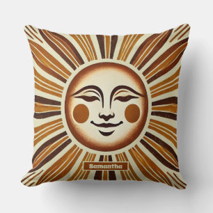 Personalised Golden Vintage Boho Sun Gift Cushion