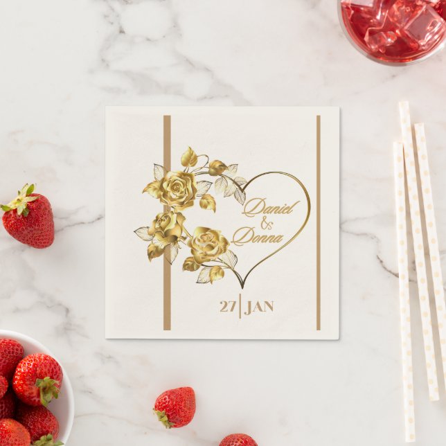 Personalised Golden Wedding Napkins (Insitu)