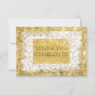 Personalised Golden White Thank You Card
