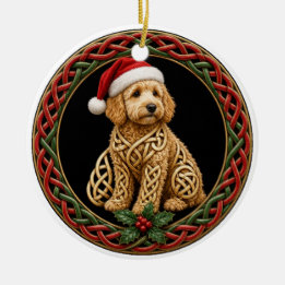 Personalised Goldendoodle Celtic Knot Christmas Ceramic Ornament