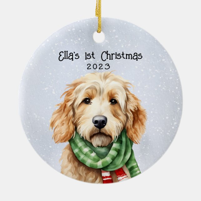 Personalised Goldendoodle Ceramic Ornament (Back)