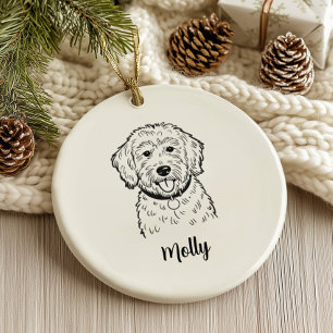 Personalised Goldendoodle Dog Christmas Ceramic Ornament
