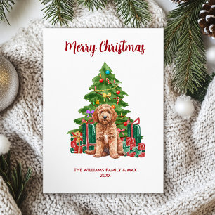 Personalised Goldendoodle Dog Family Christmas Holiday Card