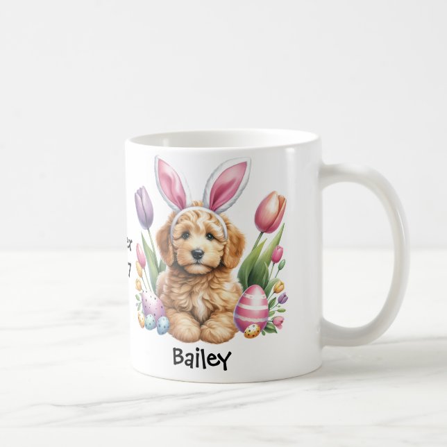 Personalised Goldendoodle Easter Bunny/Spring Mug (Right)