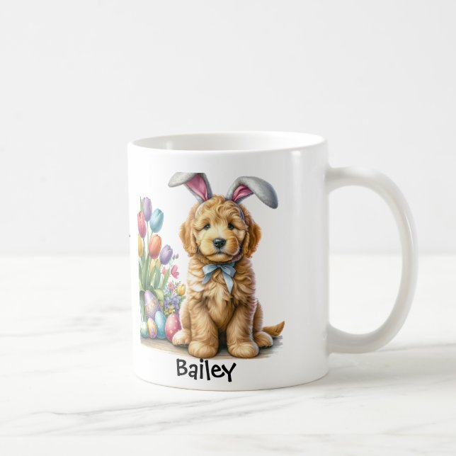 Personalised Goldendoodle Easter Bunny/Spring Mug (Right)