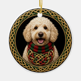 Personalised Goldendoodle Scarf Celtic Knot Ceramic Ornament