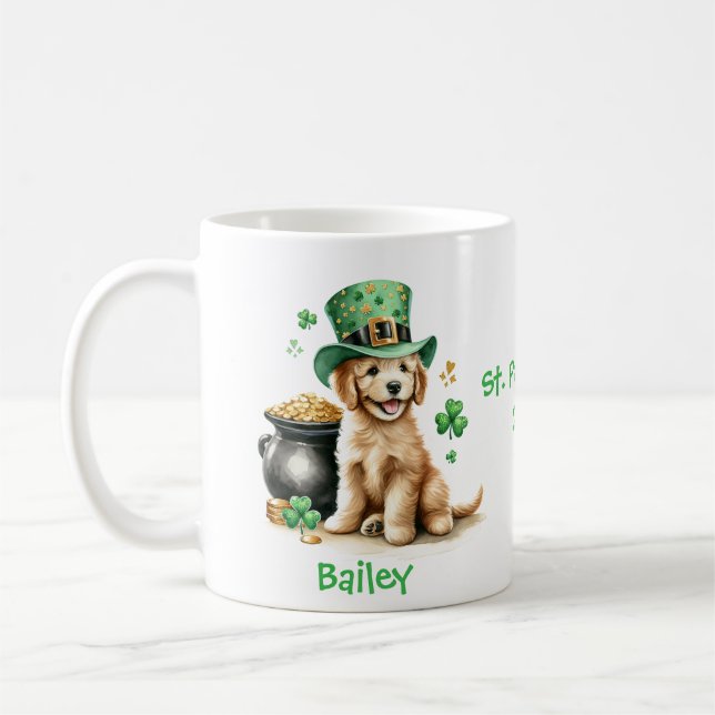 Personalised Goldendoodle St. Patty's Day Mug (Left)
