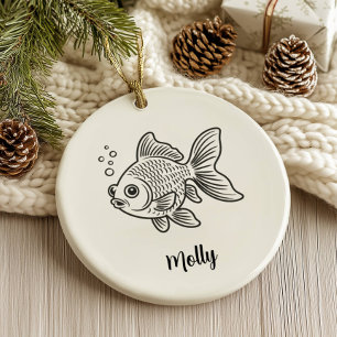 Personalised Goldfish Christmas Ceramic Ornament