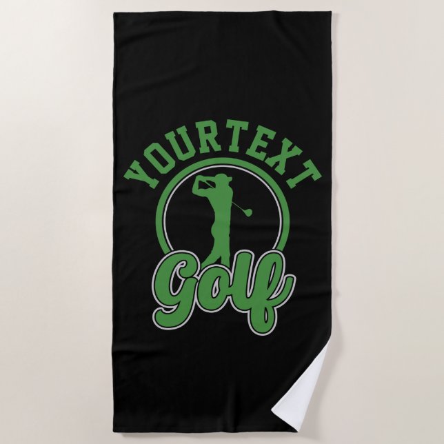 Personalised Golf ADD NAME Retro Pro Golfer Swing Beach Towel (Front)