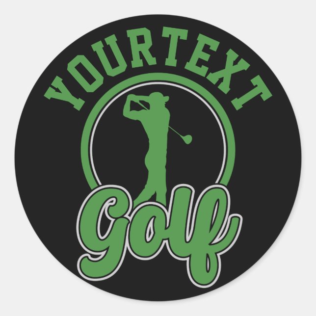 Personalised Golf ADD NAME Retro Pro Golfer Swing Classic Round Sticker (Front)