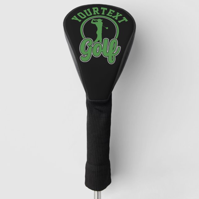 Personalised Golf ADD NAME Retro Pro Golfer Swing Head Cover (Front)