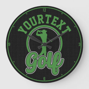 Personalised Golf ADD NAME Retro Pro Golfer Swing Large Clock