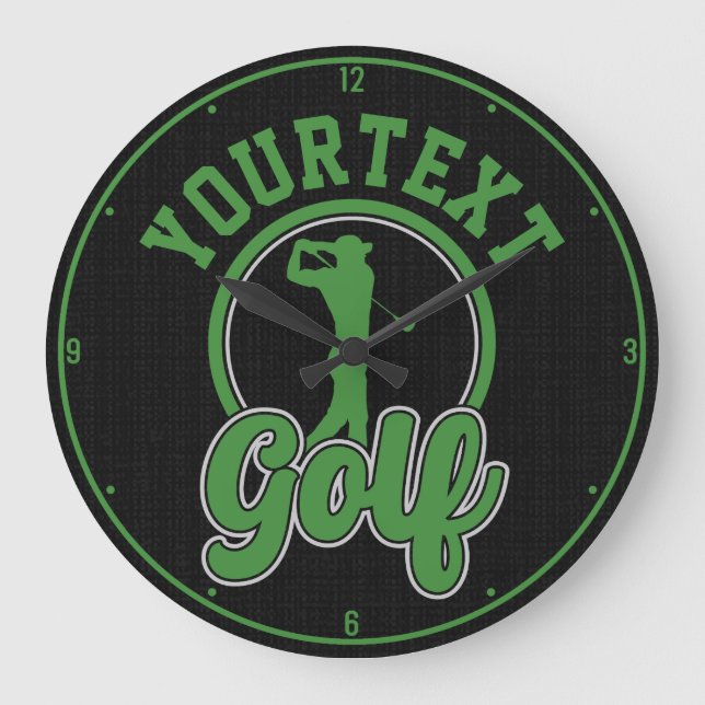 Personalised Golf ADD NAME Retro Pro Golfer Swing Large Clock (Front)