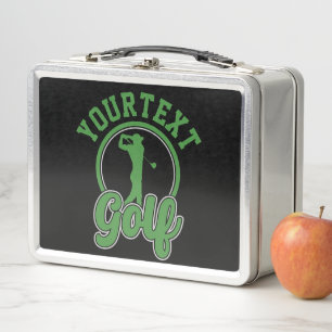 Personalised Golf ADD NAME Retro Pro Golfer Swing Metal Lunch Box