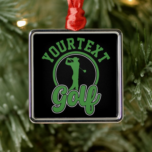 Personalised Golf ADD NAME Retro Pro Golfer Swing Metal Ornament (Tree)
