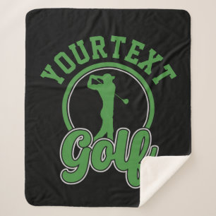 Personalised Golf ADD NAME Retro Pro Golfer Swing Sherpa Blanket