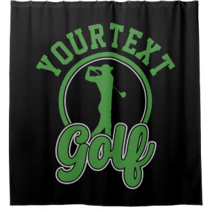 Personalised Golf ADD NAME Retro Pro Golfer Swing Shower Curtain