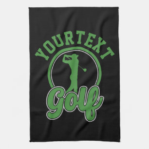 Personalised Golf ADD NAME Retro Pro Golfer Swing Tea Towel