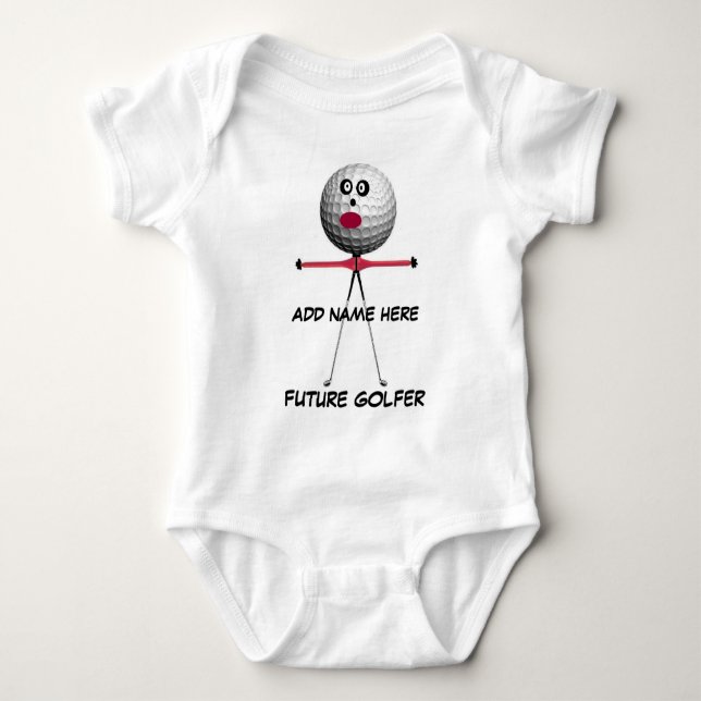 Personalised Golf Baby Cartoon Bodysuit (Front)