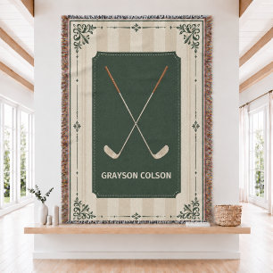 Personalised Golf Baby Woven Throw Blanket