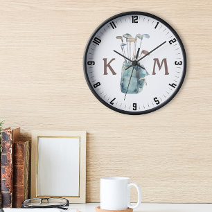 Personalised Golf Bag Monogram Golfer Wall Clock