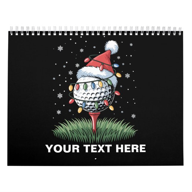 Personalised Golf Ball Christmas Tree Santa Hat  Calendar (Cover)