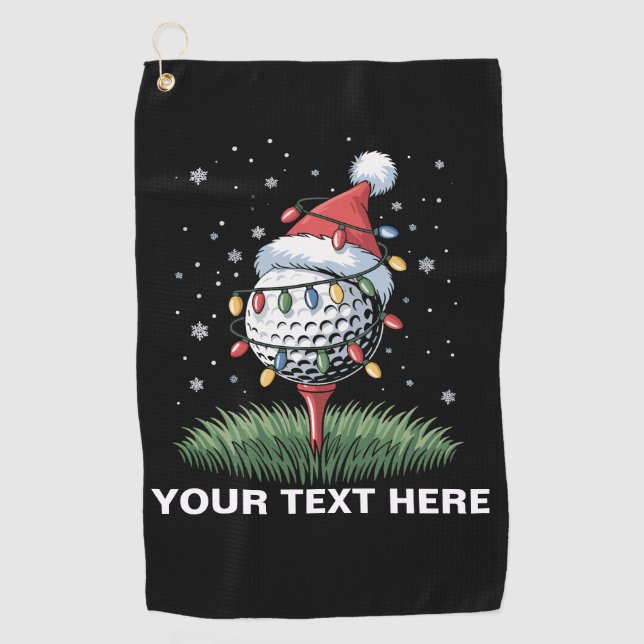Personalised Golf Ball Christmas Tree Santa Hat  Golf Towel (Front)