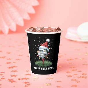 Personalised Golf Ball Christmas Tree Santa Hat  Paper Cups