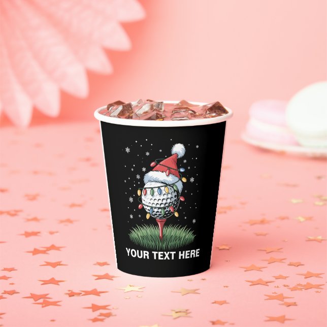 Personalised Golf Ball Christmas Tree Santa Hat  Paper Cups (Insitu)