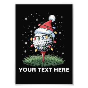 Personalised Golf Ball Christmas Tree Santa Hat  Photo Print