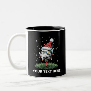 Personalised Golf Ball Christmas Tree Santa Hat  Two-Tone Coffee Mug