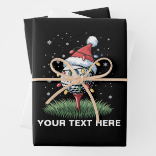 Personalised Golf Ball Christmas Tree Santa Hat  Wrapping Paper Sheet